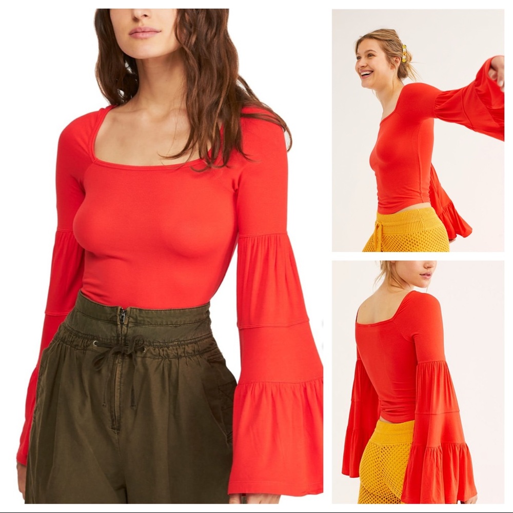 Free People Babetown Bell Sleeve Top